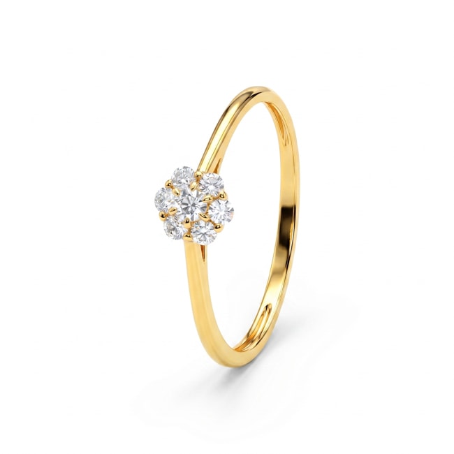 Bague cluster or jaune 375/9 ct avec diamants de laboratoire 0.15 ct - 9KLGD079Y