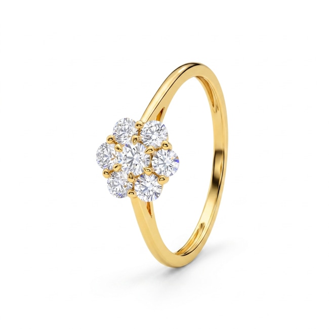 Cluster Ring 375/9 K Gelbgold mit Lab Grown Diamanten 0.53 ct - 9KLGD216Y