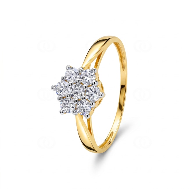 Bague cluster or jaune 375/9 ct avec zircones - 19133.Z3