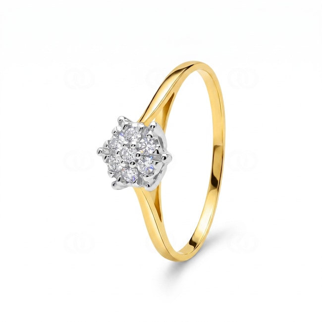 Bague cluster or jaune 375/9 ct avec zircones - 19146.Z3