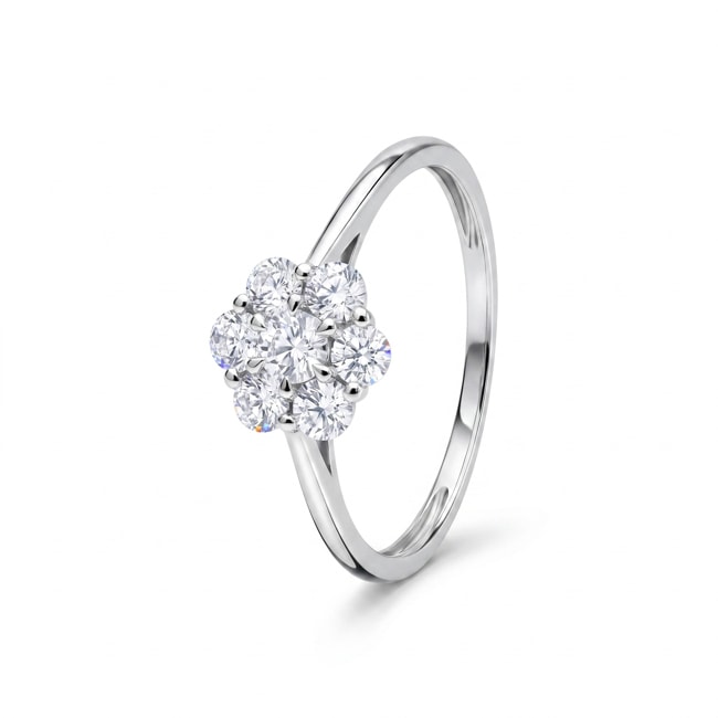 Cluster Ring 375/9 K Weissgold mit Lab Grown Diamanten 0.53 ct - 9KLGD216W