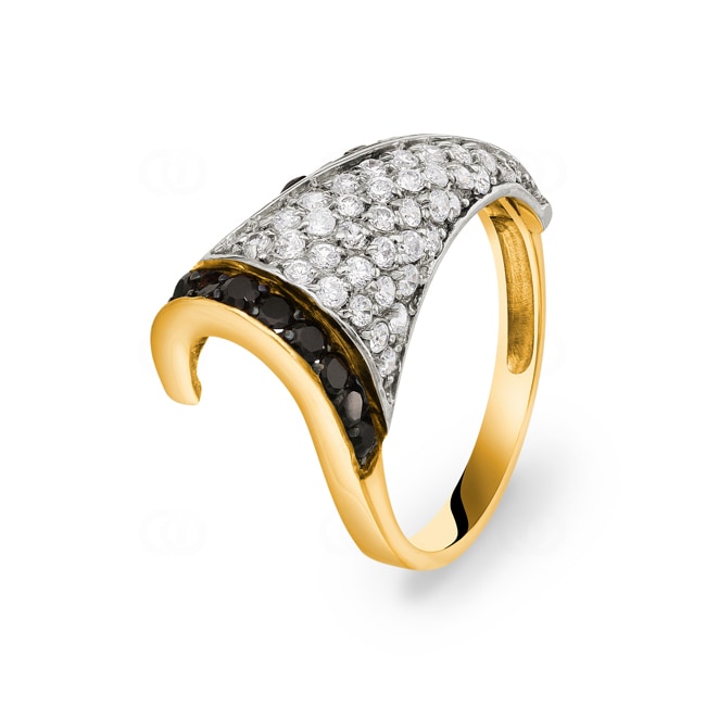 Bague cocktail or bicolore 750/18 ct avec zircones Ø 56 - 16195