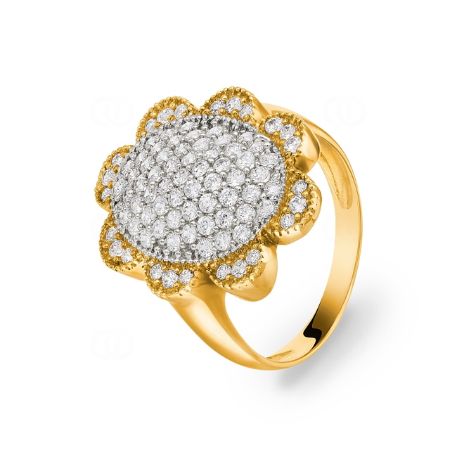 Cocktailring 750/18 K Yellow Gold with Cubic Zirconia Ø 57 - ER2001