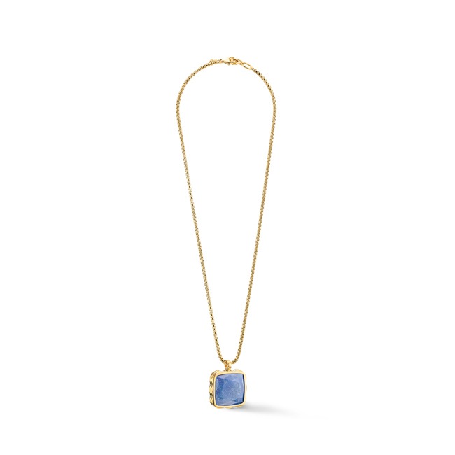 Coeur de Lion Amulet Spikes Square Necklace Aventurine Gold-Blue - 1200/10-0716