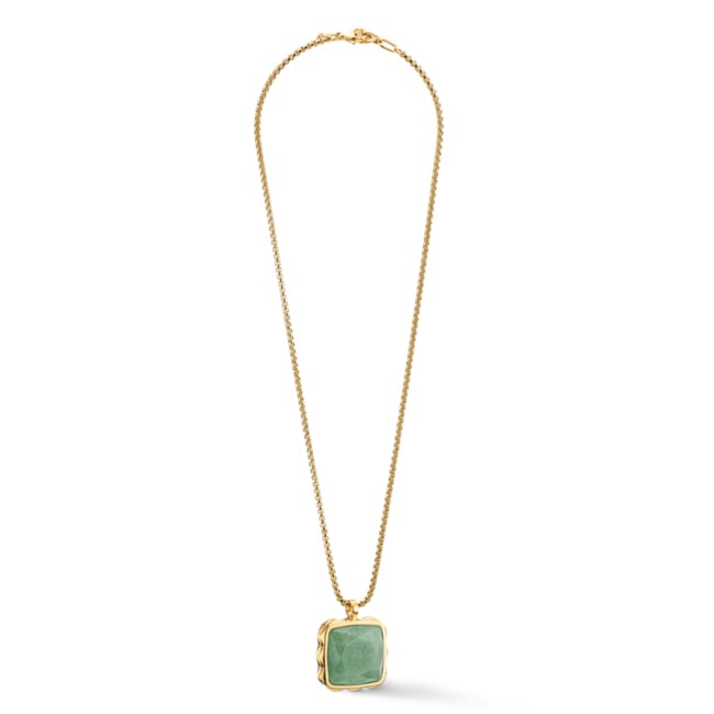 Coeur de Lion Amulet Spikes Square Necklace Aventurine Gold-Green - 1200/10-0516