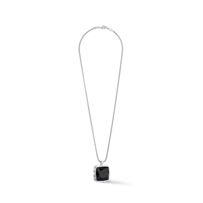 Coeur de Lion Collier Amulette Spikes Square Onyx Argent-Noir - 1200/10-1317