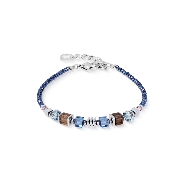 Coeur de Lion Bracelet Wave Cube Flow Argent-Bleu - 3044/30-0712