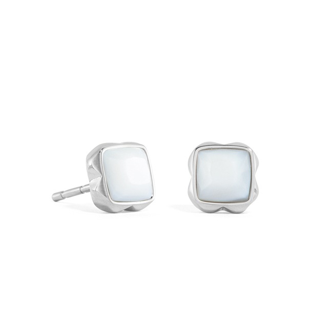 Coeur de Lion Birthstone Avril Boucles d'Oreille Quartz Blanc Argent - 1300/21-1400