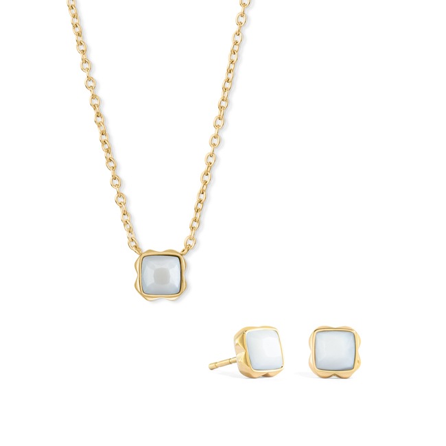 Coeur de Lion Birthstone Avril Parure Quartz Blanc Or - 1301/54-1400