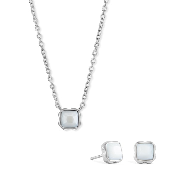 Coeur de Lion Birthstone April Set Weisser Quarz Silber - 1300/54-1400