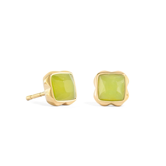 Coeur de Lion Birthstone Août Clou d'Oreille Jade Vert Or - 1301/21-0520