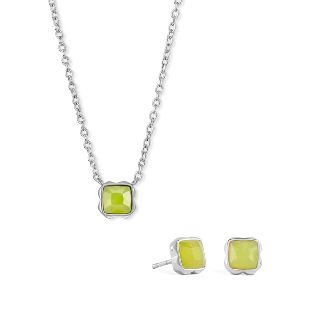 Coeur de Lion Birthstone Août Parure Jade Vert Argent - 1300/54-0520