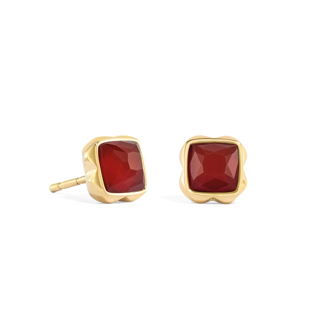 Coeur de Lion Birthstone Janvier Boucles d'Oreilles Agate Rouge Or - 1301/21-0300