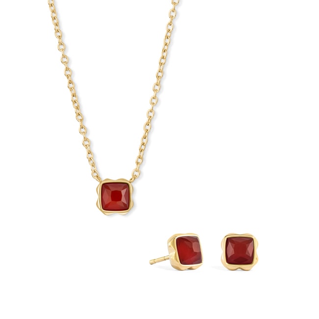 Coeur de Lion Birthstone Janvier Parure Agate Rouge Or - 1301/54-0300