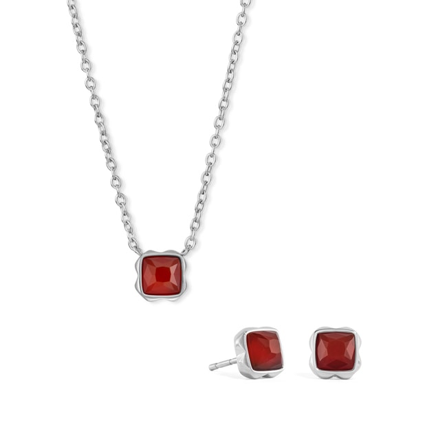 Coeur de Lion Birthstone Janvier Parure Agate Rouge Argent - 1300/54-0300