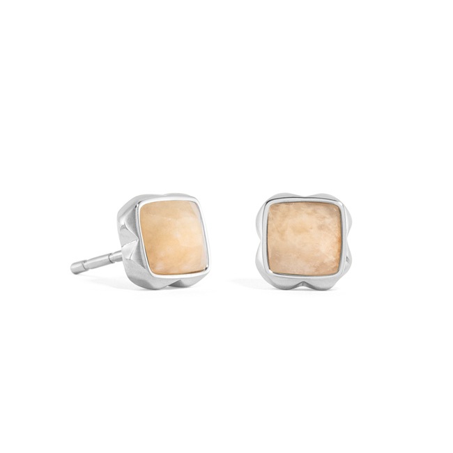 Coeur de Lion Birthstone Juni Ohrringe Crème Jade Silber - 1300/21-1424
