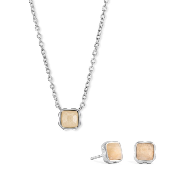 Coeur de Lion Birthstone June Set Cream Jade Silver - 1300/54-1424