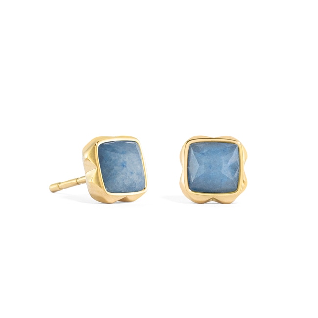Coeur de Lion Birthstone Mars Boucles d'Oreilles Aventurine Bleue Or - 1301/21-0700