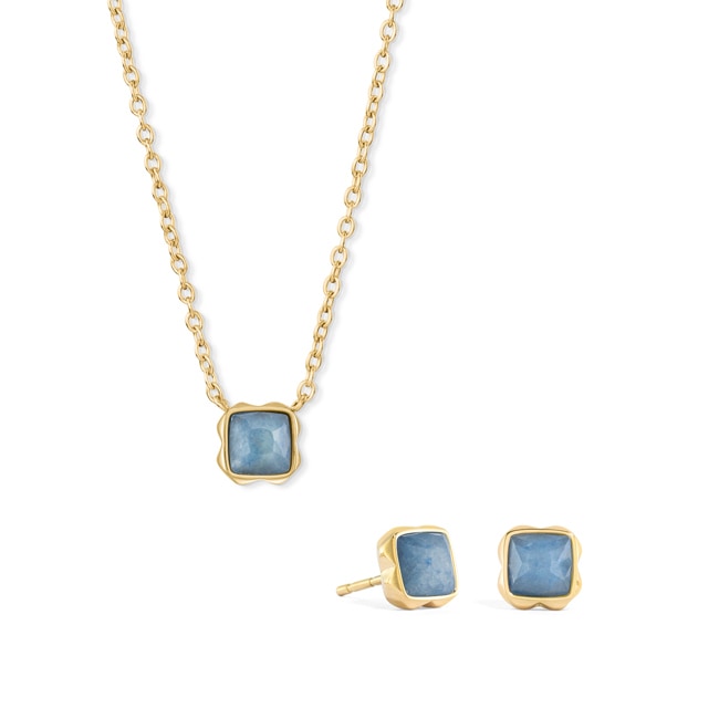 Coeur de Lion Birthstone Mars Parure Aventurine Bleue Or - 1301/54-0700