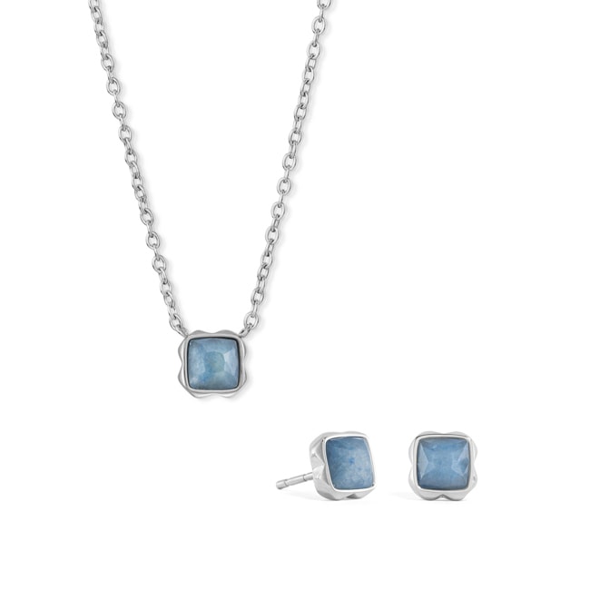 Coeur de Lion Birthstone Mars Parure Aventurine Bleue Argent - 1300/54-0700