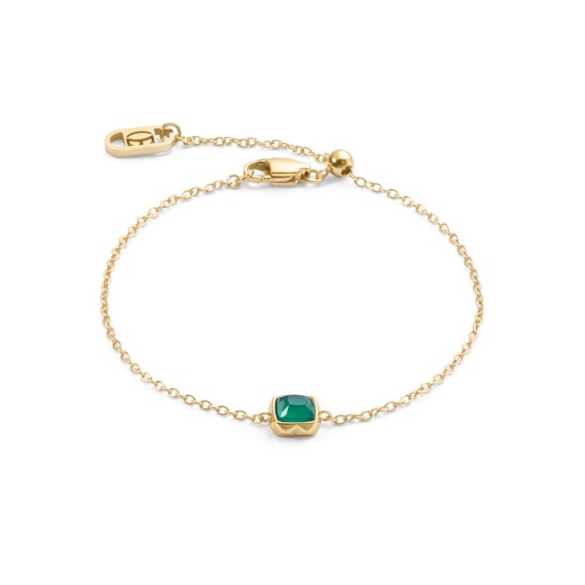 Coeur de Lion Birthstone Mai Armband Grüner Achat Gold - 1301/30-0500