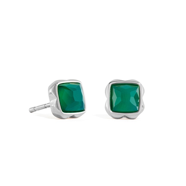 Coeur de Lion Birthstone Mai Boucles d'Oreille Agate Verte Argent - 1300/21-0500