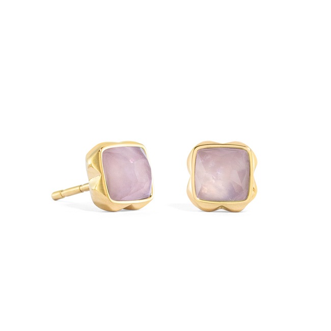 Coeur de Lion Birthstone Oktober Ohrringe Rosenquarz Gold - 1301/21-1920