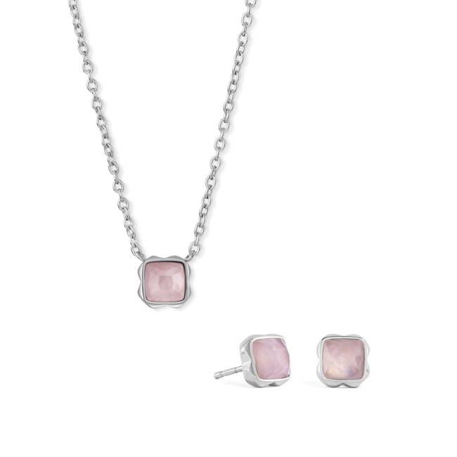 Coeur de Lion Birthstone Octobre Parure Quartz Rose Argent - 1300/54-1920