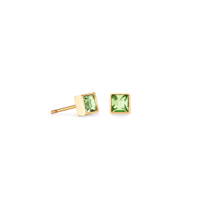 Coeur de Lion Brilliant Square Small Earrings Gold Green - 0501/21-0516