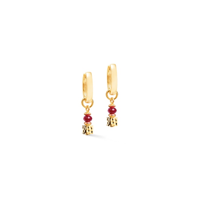 Coeur de Lion Créoles Hammered Cube Ruby Or - 3049/21-0316
