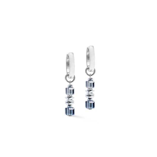 Coeur de Lion Créoles Wave Cube Flow Argent-Bleu - 3044/21-0712