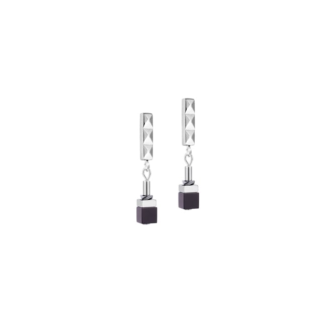 Coeur de Lion Cube Eclipse Stud Earrings Onyx - 2802/21-1317