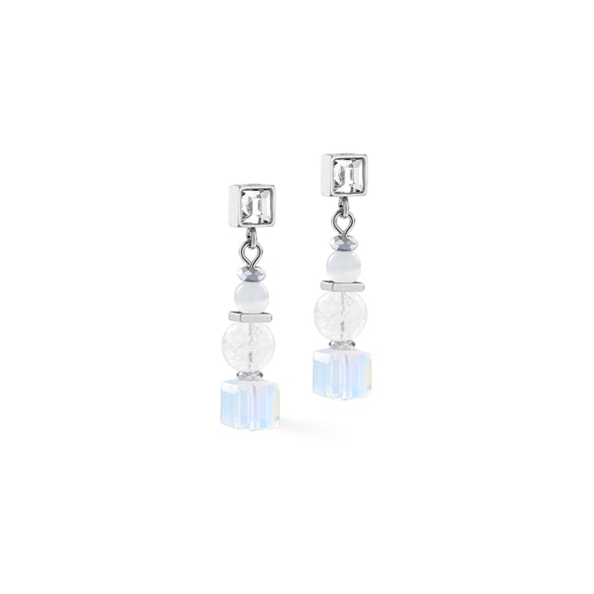 Coeur de Lion Cube Nexus Ohrringe Silber-Weiss - 3022/21-1417