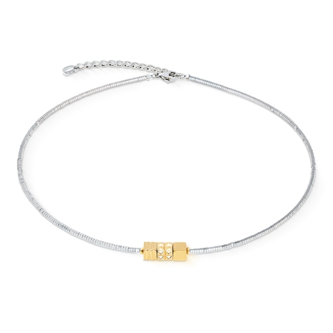 Coeur de Lion Cube Trio Facets Necklace Gold-Silver - 2040/10-1716