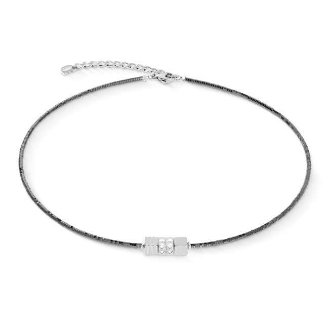 Coeur de Lion Cube Trio Facets Necklace Silver-Grey - 2040/10-1224