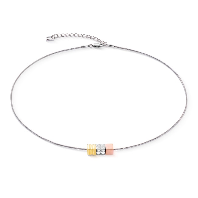 Coeur de Lion Cube Trio Facets Snake Halskette Tricolor - 2041/10-1633