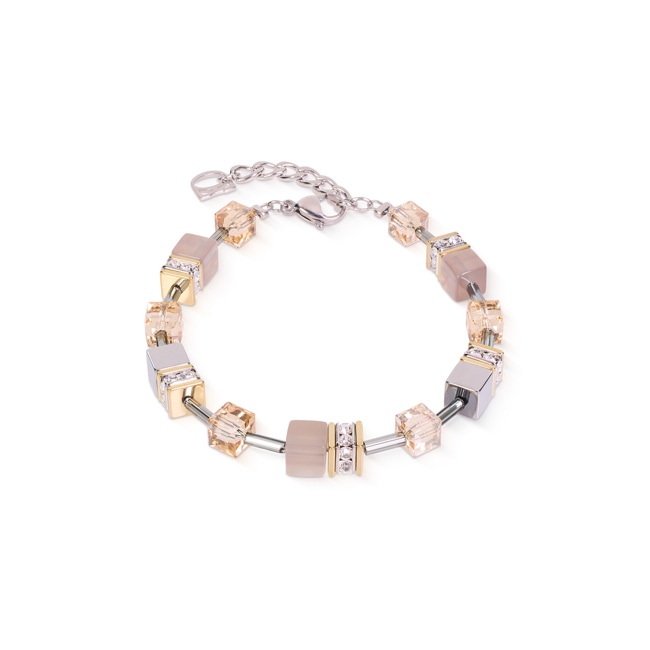 Coeur de Lion Geocube® Bracelet Agate & Hematite Grey-Gold - 4017/30-1216