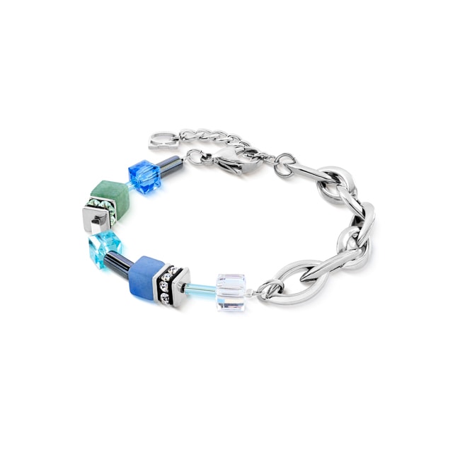 Coeur de Lion Geocube® Chunky Chain Bracelet Silver-Blue - 4524/30-0705