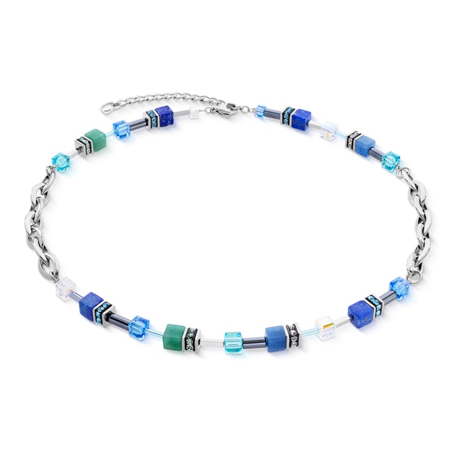 Coeur de Lion Collier Geocube® Chunky Chain Argent-Bleu - 4524/10-0705