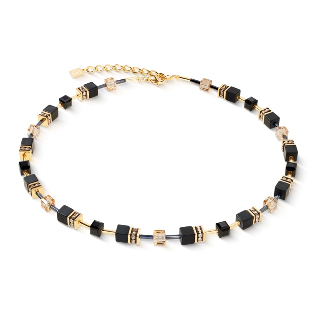 Coeur de Lion Geocube® Necklace Onyx Black-Gold - 4018/10-1316