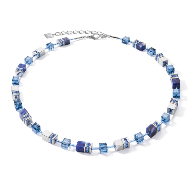 Coeur de Lion GeoCUBE® Halskette Sodalith & Hämatit Blau - 4017/10-0700