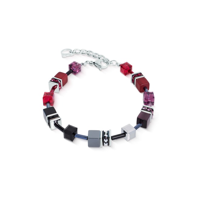 Coeur de Lion Geocube® Iconic Bracelet Ruby Noir Silver - 2838/30-0313