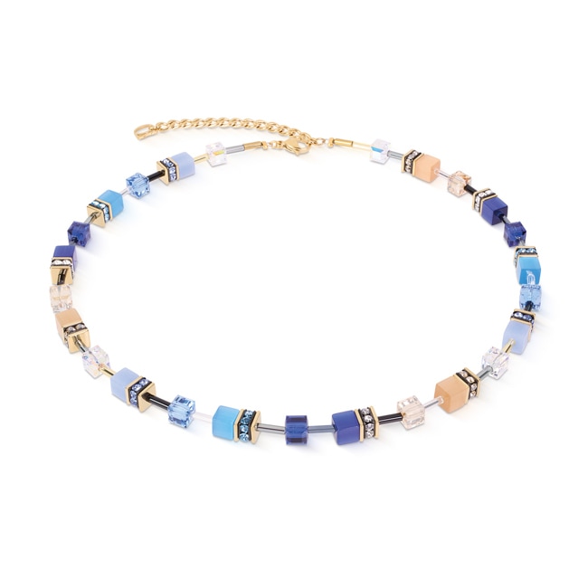 Coeur de Lion Geocube® Iconic Halskette Azure Glow Gold - 2838/10-1007