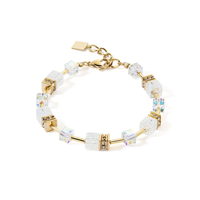 Coeur de Lion GeoCUBE® Iconic Nature Armband Gold-Weiss - 3018/30-1416
