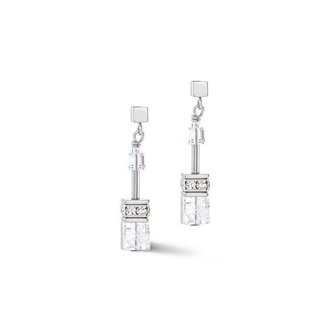 Coeur de Lion Geocube® Iconic Nature Earrings Silver-White - 3018/21-1417