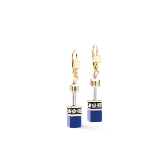 Coeur de Lion Geocube® Iconic Drop Earrings Azure Glow Gold - 2838/20-1007