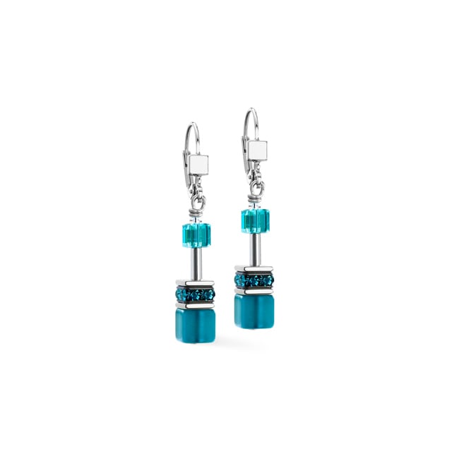 Coeur de Lion GeoCUBE® Iconic Ohrringe Teal Silber - 2838/20-0624
