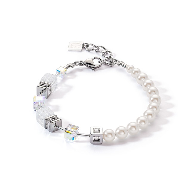 Coeur de Lion Geocube® Precious Fusion Pearls Bracelet White - 5086/30-1400