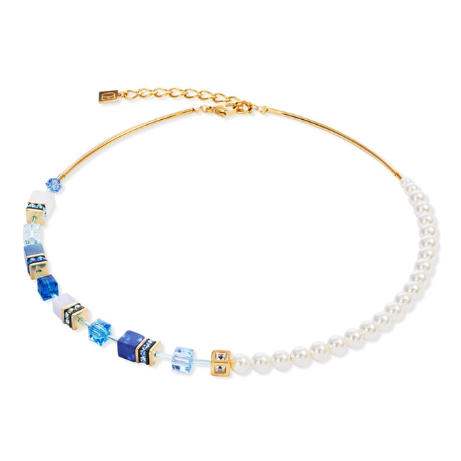 Coeur de Lion Geocube® Precious Fusion Pearls Necklace Blue - 5086/10-0716