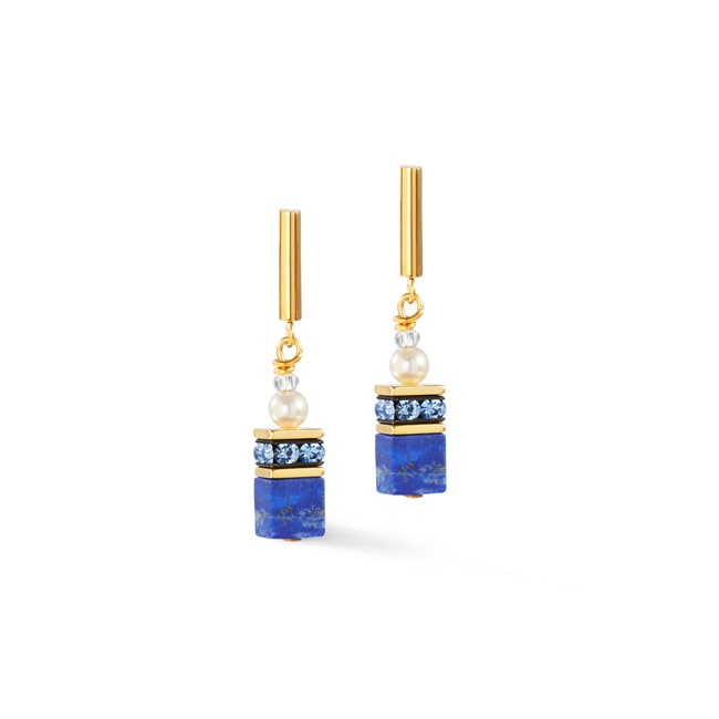 Coeur de Lion Geocube® Precious Fusion Pearls Earrings Blue - 5086/21-0716